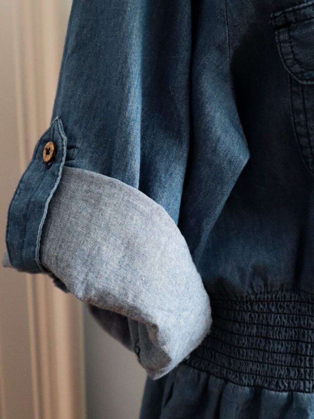 Kings Road Zip Up Chambray Denim Midi Dress Knee Length Plus Size 1x Boho - Picture 5 of 8